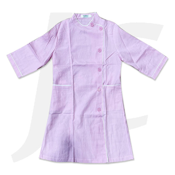 Beautician Uniform Dress Garment  Pink With Short Collar and White Edge J26BDR