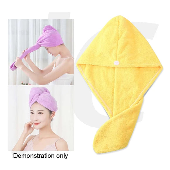 Hair Drying Towel Cap Yellow 1pc J62TCY