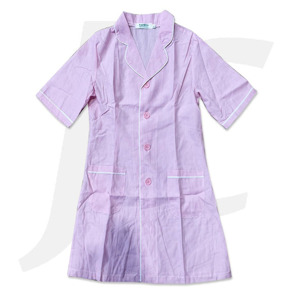 Beautician Uniform Dress Garment Pink With Collar and White Edge J26PWC