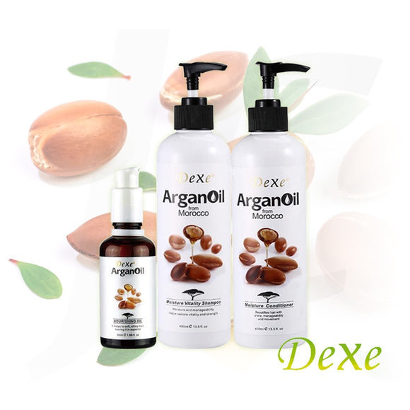 Dexe Argan Oil Set Serum Shampoo Conditioner 50+400x2ml J14DXS*