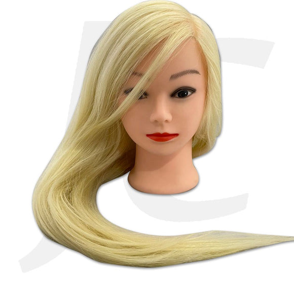Female Mannequin Doll Head Q18 Blond  60% Real Human Hair Clamp Holder Included J17RBP