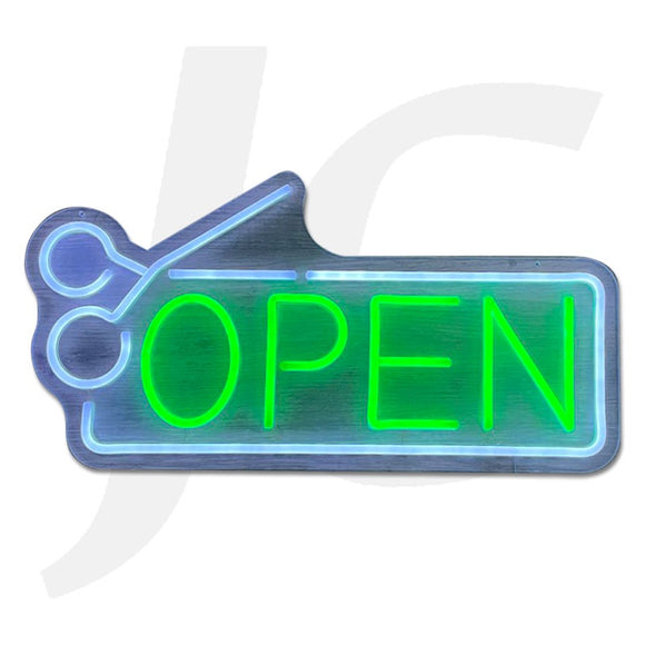 Open Sign Neon Style Rectangular Scissors Open J35ORS