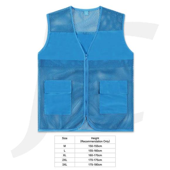 Uniform Jacket Grid Net Cloth Double Pockets Blue J26DBZ