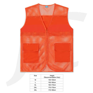 Uniform Jacket Grid Net Cloth Double Pockets Orange J26JUO