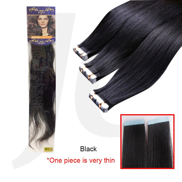 Stick In Tape In Hair Extension Real Hair 1pc 60cm Black J17SIB