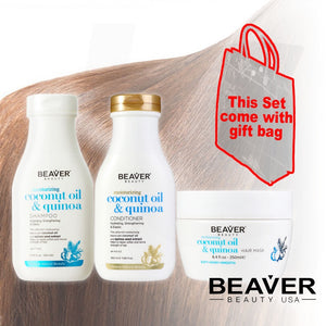 BEAVER Coconut Gift Bag Set Shampoo Conditioner Mask 350mlx2+250ml J14MCO