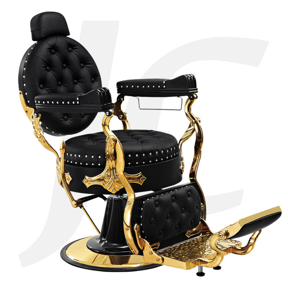 Barber Cutting Chair Black Gold Luxury J34BCG