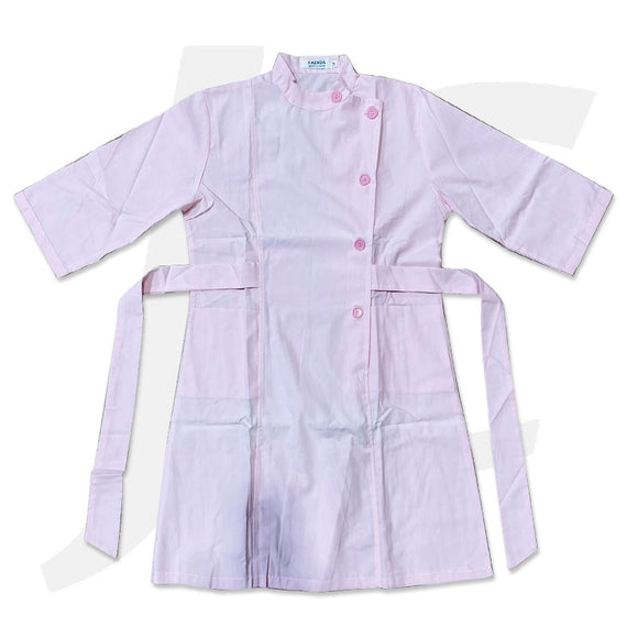 Beautician Uniform Dress Garment Pink With Button and Strap J26BDK