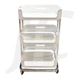 Beauty Trolley White And Silver A77 J34RWA