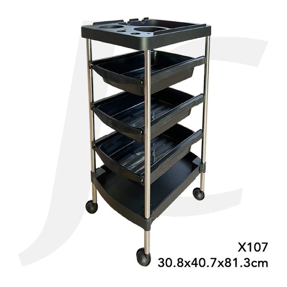 Hairdressing Trolley ABS Stainless 30.8x40.7x81.3cm X107 Black J34BSQ
