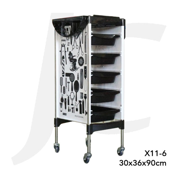 Hairdressing Trolley ABS Stainless With Flip Wings 30x36x90cm X11-6 White J34WET