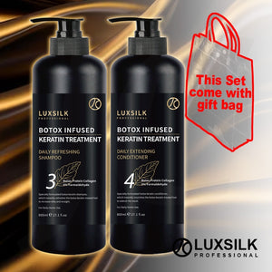 LUXSILK Keratin Botox Infused Shampoo Conditioner Gift Bag Set 800mlx2 J16LSX*