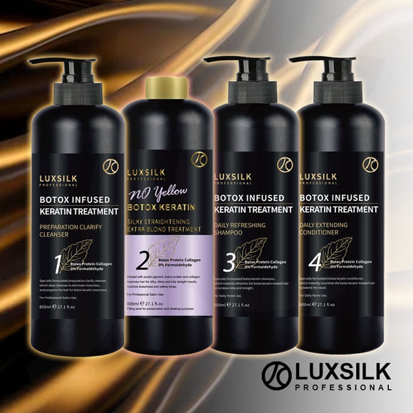 LUXSILK Keratin Botox Infused Whole Set Set With No Yellow Formula 800mlx4 J16YFM*