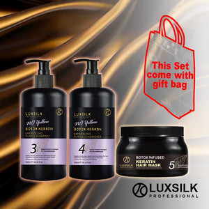 LUXSILK No Yellow Botox Keratin Shampoo Conditioner Mask 300mlx2+200ml J16MCO**