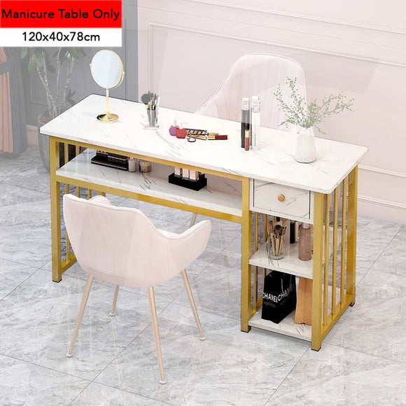[Manicure Table Only] Manicure Table Golden Frame Marble Texture 120x40x78cm J34TOM