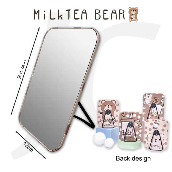 Milktea Bear Rectangular Table Mirror PU Cover 12x15cm GX-250 J24MPT
