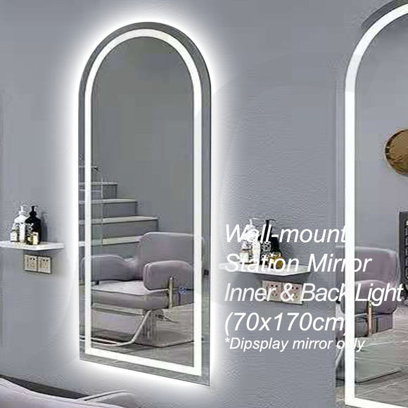[Wall Mount Service Not Included] Station Mirror With Inner & Back Light Door Shape 70x170cm J34DSB
