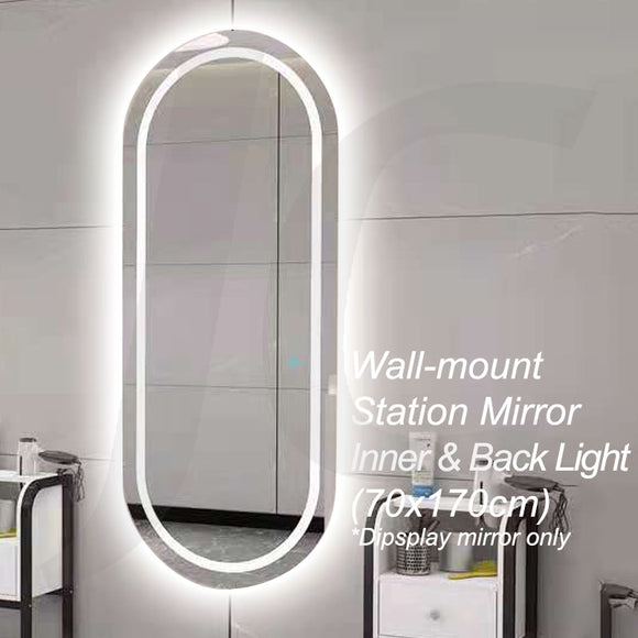 [Wall Mount Service Not Included] Station Mirror With Inner & Back Light Oval 70x170cm J34BOL