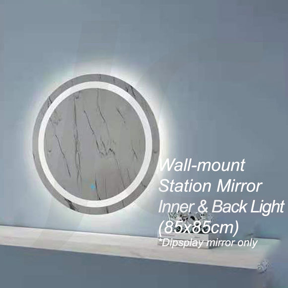 [Wall Mount Service Not Included] Station Mirror With Inner & Back Light Round 85x85cm J34LRB