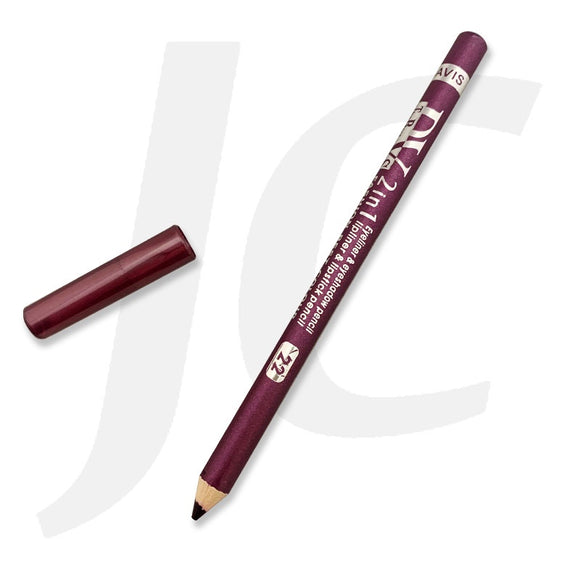 DAVIS 2 in 1 Eyeliner & Eyeshadow Pencil Lipliner & Lipstick Pencil #22 J61L22