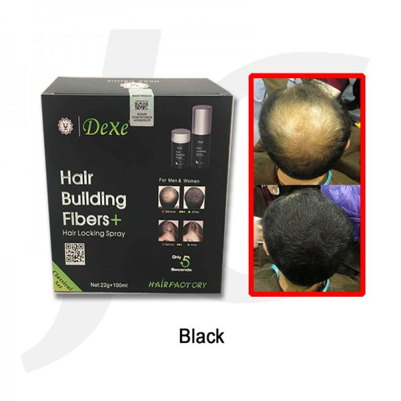 Dexe Hair Building Fibers Set 22g+100ml  Black J11HFB