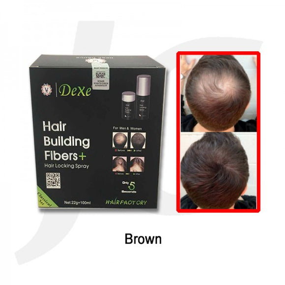 Dexe Hair Building Fibers Set 22g+100ml Dark Brown J11HFR