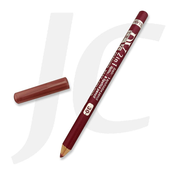 DAVIS 2 in 1 Eyeliner & Eyeshadow Pencil Lipliner & Lipstick Pencil #30 J61L30