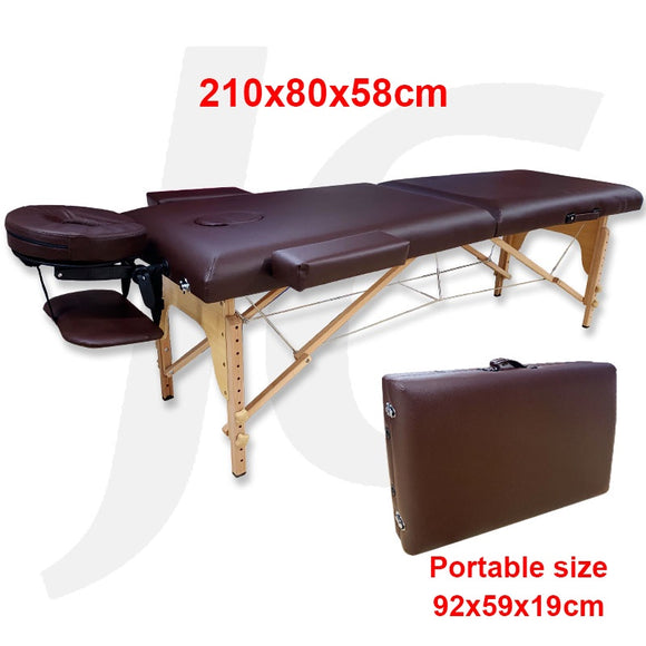 Portable Massage Bed Brown Wood 210x80x58cm Portable Size 92x59x19cm Premium Quality  J34PBS