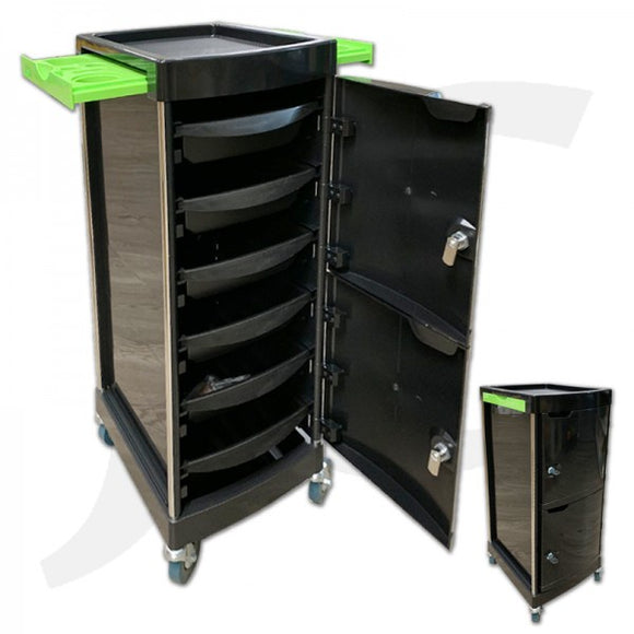 Hair Trolley Lockable With Drawer Holder A3 Green J34A3G