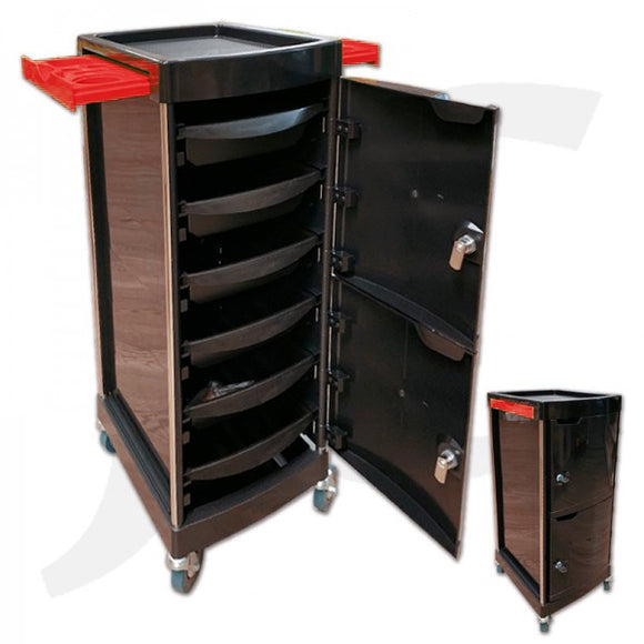 Hair Trolley Lockable With Drawer Holder A3 Red J34A3R