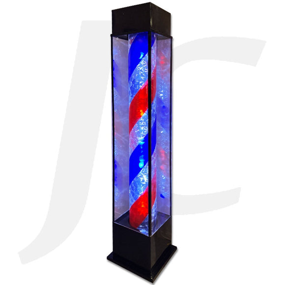 Barber Pole On Stand Black Case Crystal Style Led Red Blue White Light 176x34cm J35RBT