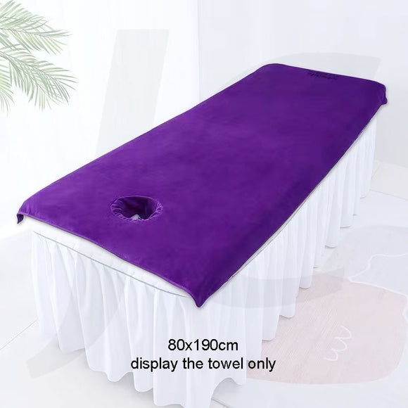 Beauty Massage Bed Sheet Towel With Breath Hole Purple 80x190cm J52THP