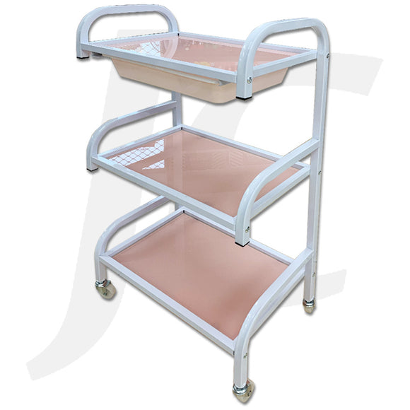 Beauty Trolley Rose Gold Glass and Steel Frame 49x29x86cm J34BGR