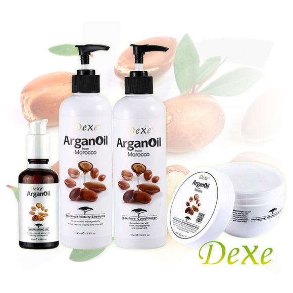 Dexe Argan Oil Set Serum Shampoo Conditioner Mask 50+400x2+250ml J14DAX*