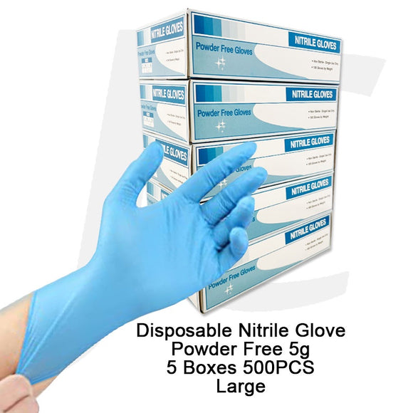 Disposable Gloves Blue Nitrile Powder Free 5g 5BOXES(500PCS) Large J21GWL