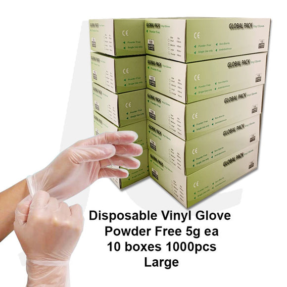 Disposable Gloves Clear Vinyl Powder Free 5g 10BOXES 1000PCS Large J21GM5