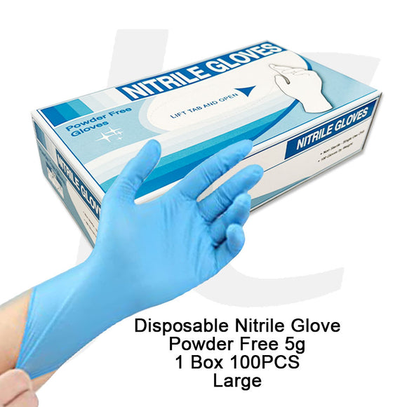 Disposable Gloves Blue Nitrile Powder Free 5g 100PCS Large J21GBL
