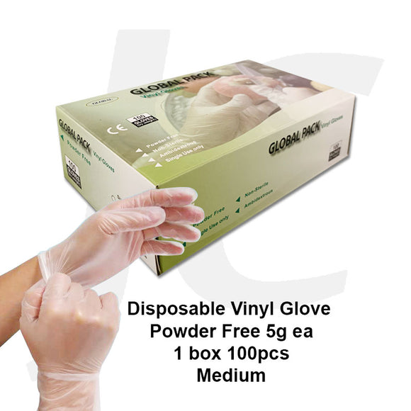 Disposable Gloves Clear Vinyl Powder Free 5g 100PCS Medium J21GCM
