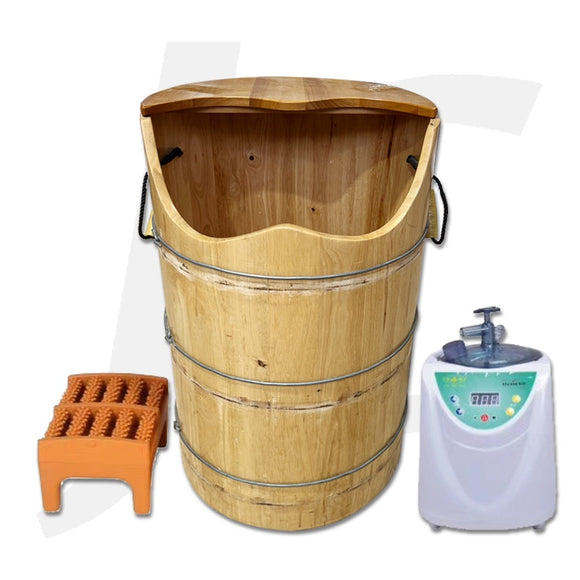 [Hand Crafted] Foot Spa Barrel Steam With Lid Tall J56HFS