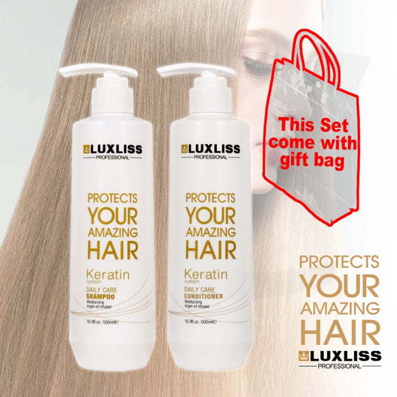 LUXLISS Keratin Shampoo Conditioner With Gift Bag 500mlx2 J16SCW*