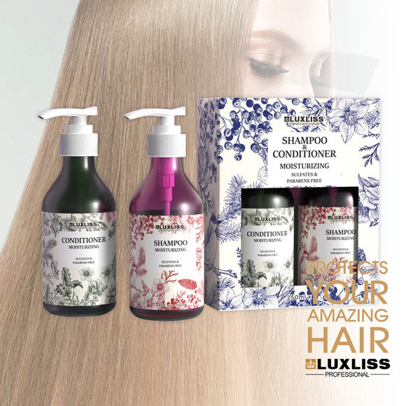 Luxliss Shampoo & Conditioner Moisturizing Sulfates & Parabens Free Gift Pack 250mlx2 J13LGP*
