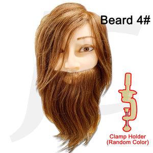 Male Mannequin Doll Head With Beard #4 100% Real Human Hair Medium Brown Clamp Holder Included J17MMR