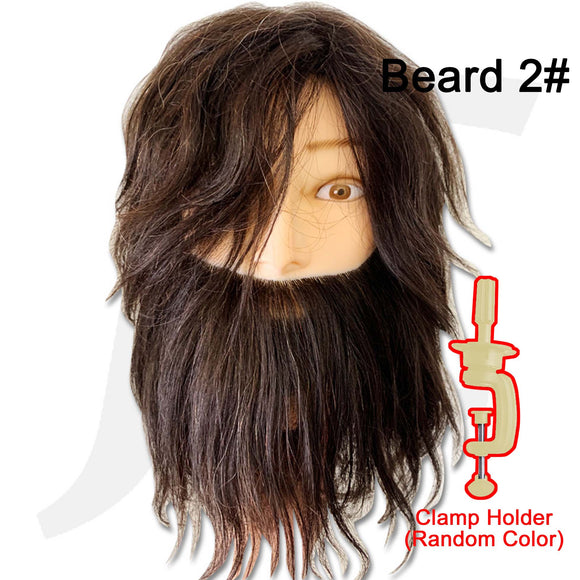 Male Mannequin Doll Head With Beard #2 100% Real Human Hair Clamp Holder Included J17MMB