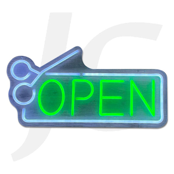 Straight Razor Open Sign Open Sign Neon Style Rectangular Scissors Open J35ORS – JC Hair Beauty ...