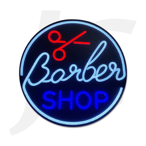 Open Sign Neon Style Round Scissors Barber SHOP J35RSN