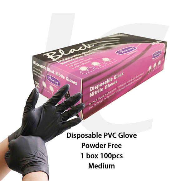 PPE Feixiang Black Gloves Powder Free Nitrile 100pcs Medium J21GBM