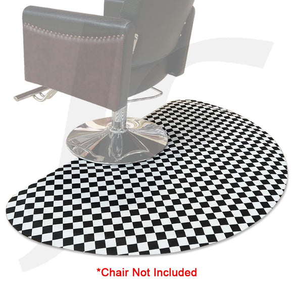 Salon Barber Chair Floor Mat Anti-fatigue 91x152cm(Width) 1.27cm(Thickness) Black White Grid J39MBW