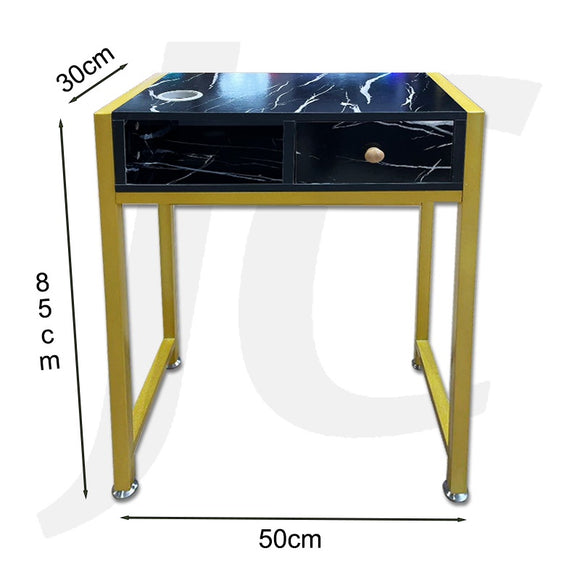 Stand Free Station Table Black Marble Style Golden Frame 100 50x30x85cm J34FGS