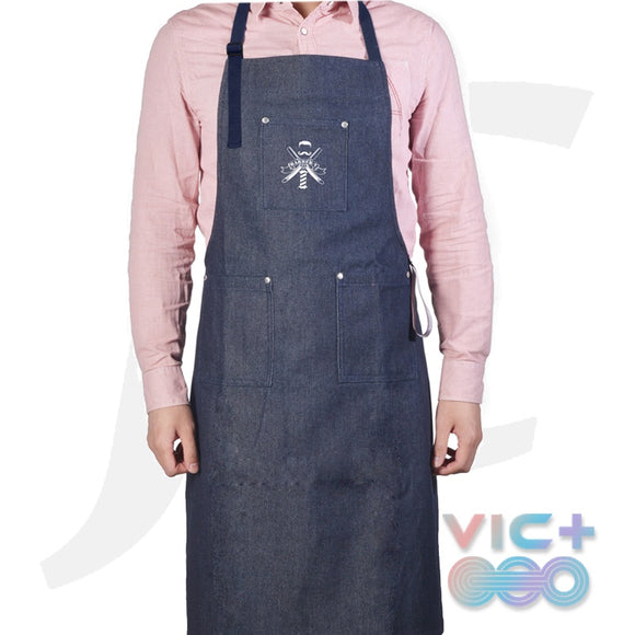 VIC+ Jean Apron With Barber Logo Blue J26JAW