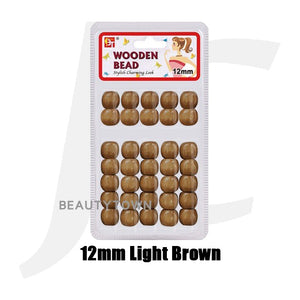 Beauty Town Wooden Braiding Beads 12mm Light Brown J17LB2
